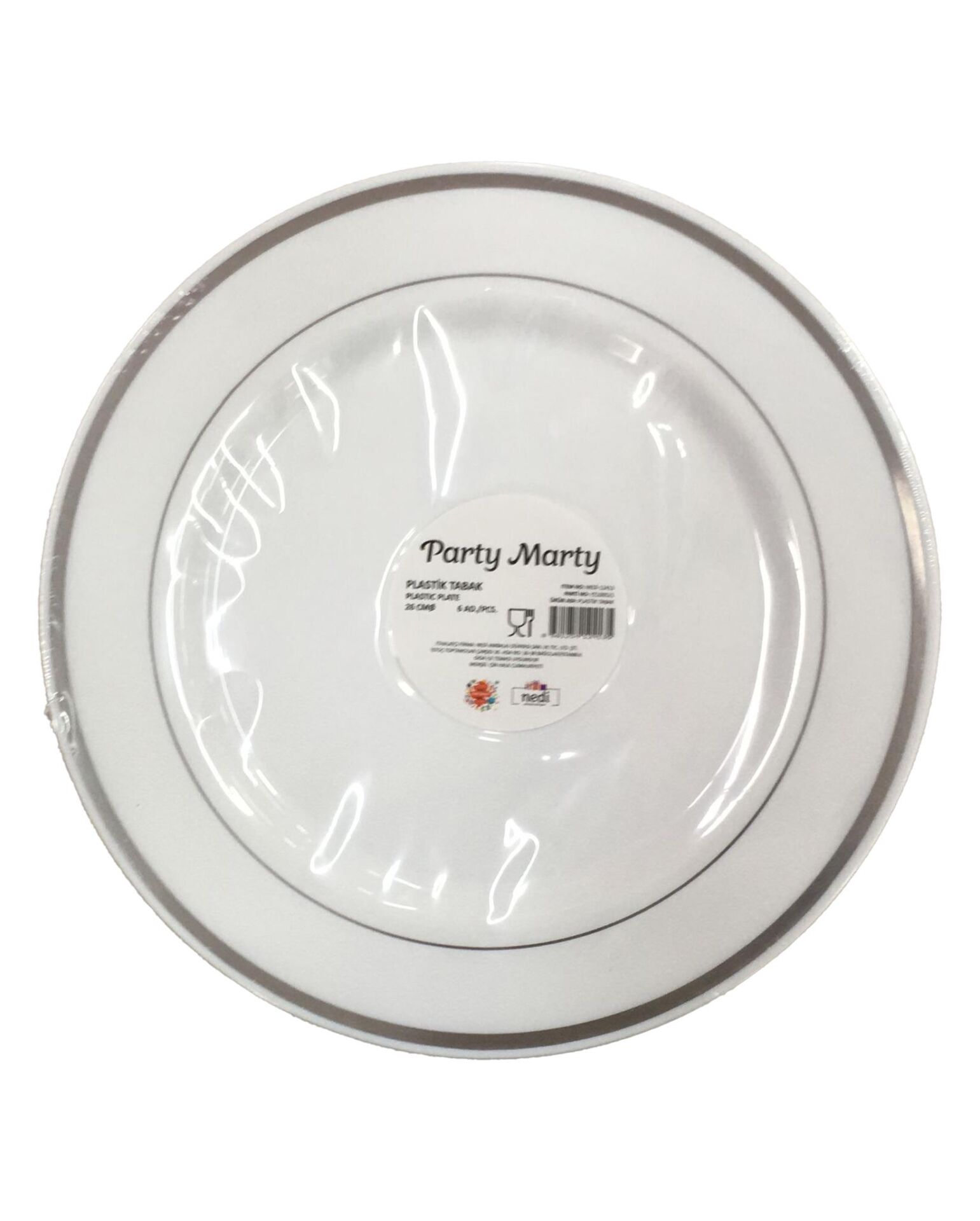 TABAK PLASTİK LÜX GÜMÜŞ ÇİZGİLİ 26 CM