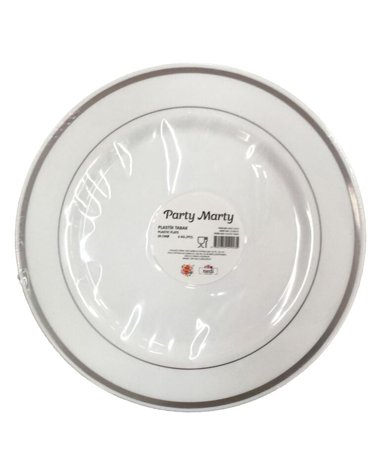 TABAK PLASTİK LÜX GÜMÜŞ ÇİZGİLİ 26 CM