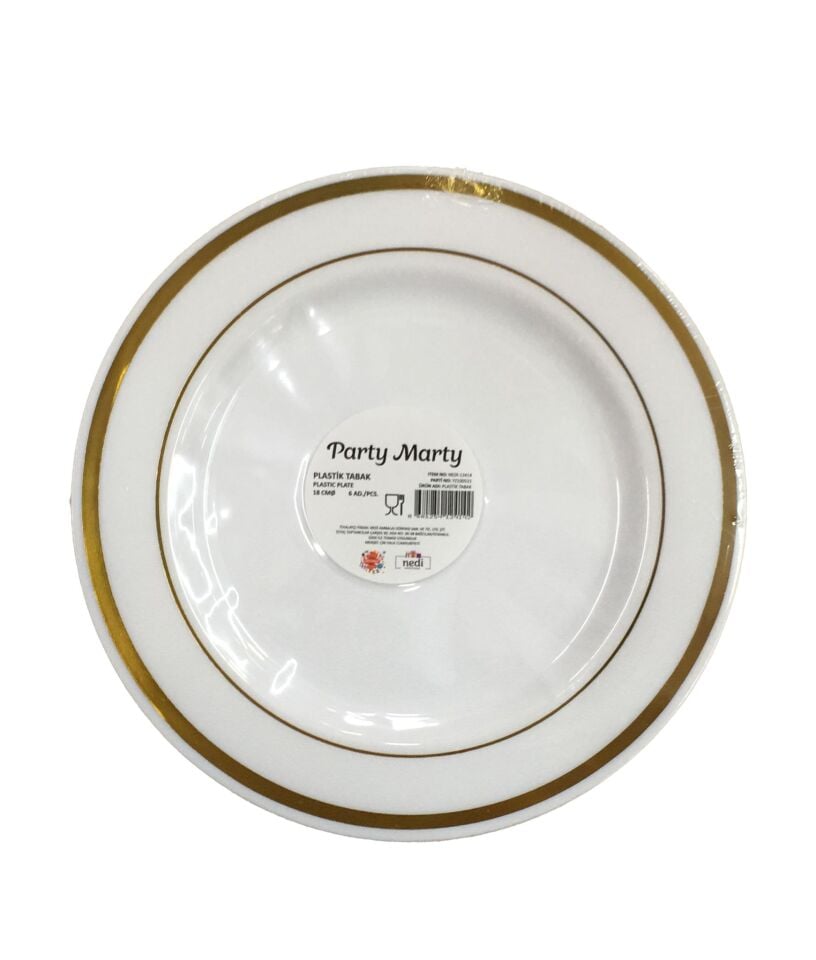 TABAK PLASTİK LÜX ALTIN ÇİZGİLİ 18 CM