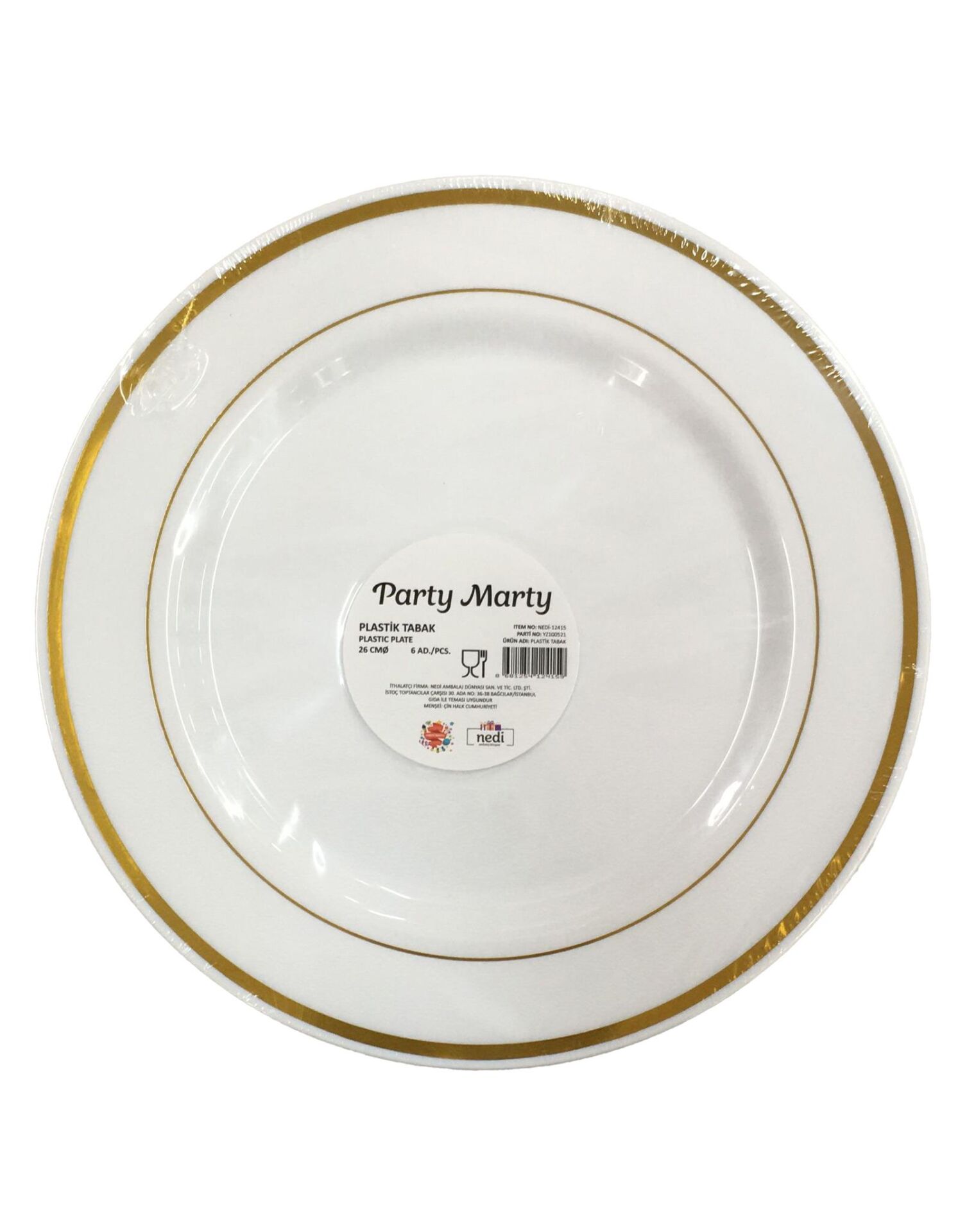 TABAK PLASTİK LÜX ALTIN ÇİZGİLİ 26 CM