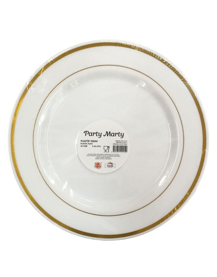 TABAK PLASTİK LÜX ALTIN ÇİZGİLİ 26 CM