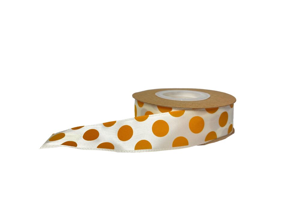 KURDELE SATEN KREM PUANLI 2,5 CM 22 MT.