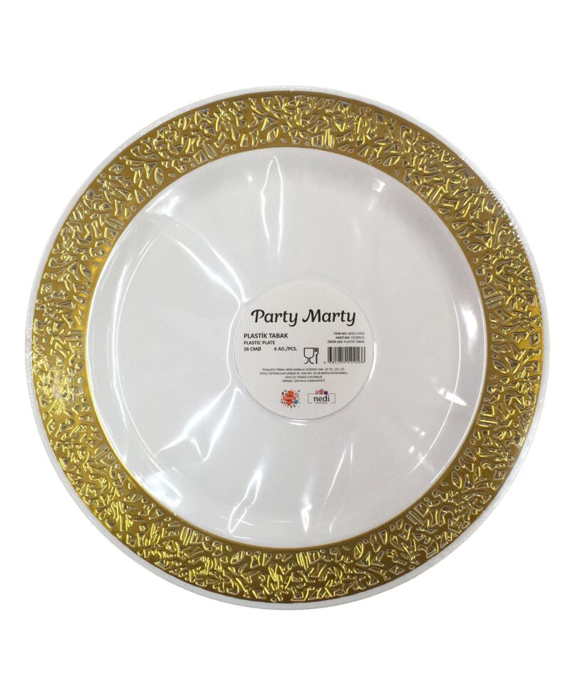 TABAK PLASTİK LÜX ALTIN VARAKLI 26 CM