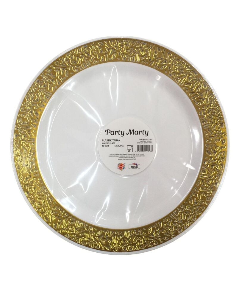 TABAK PLASTİK LÜX ALTIN VARAKLI 26 CM