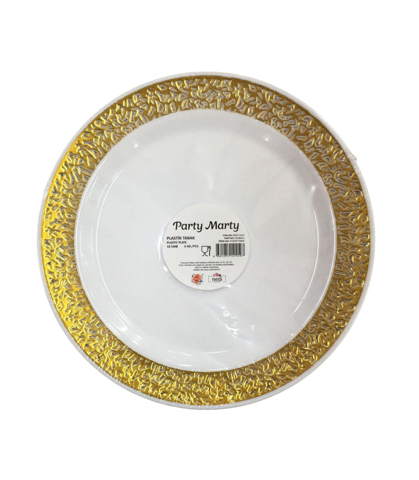 TABAK PLASTİK LÜX ALTIN VARAKLI 18 CM