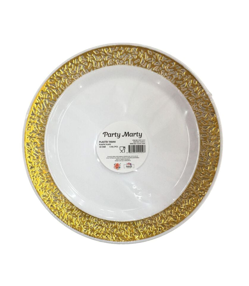 TABAK PLASTİK LÜX ALTIN VARAKLI 18 CM