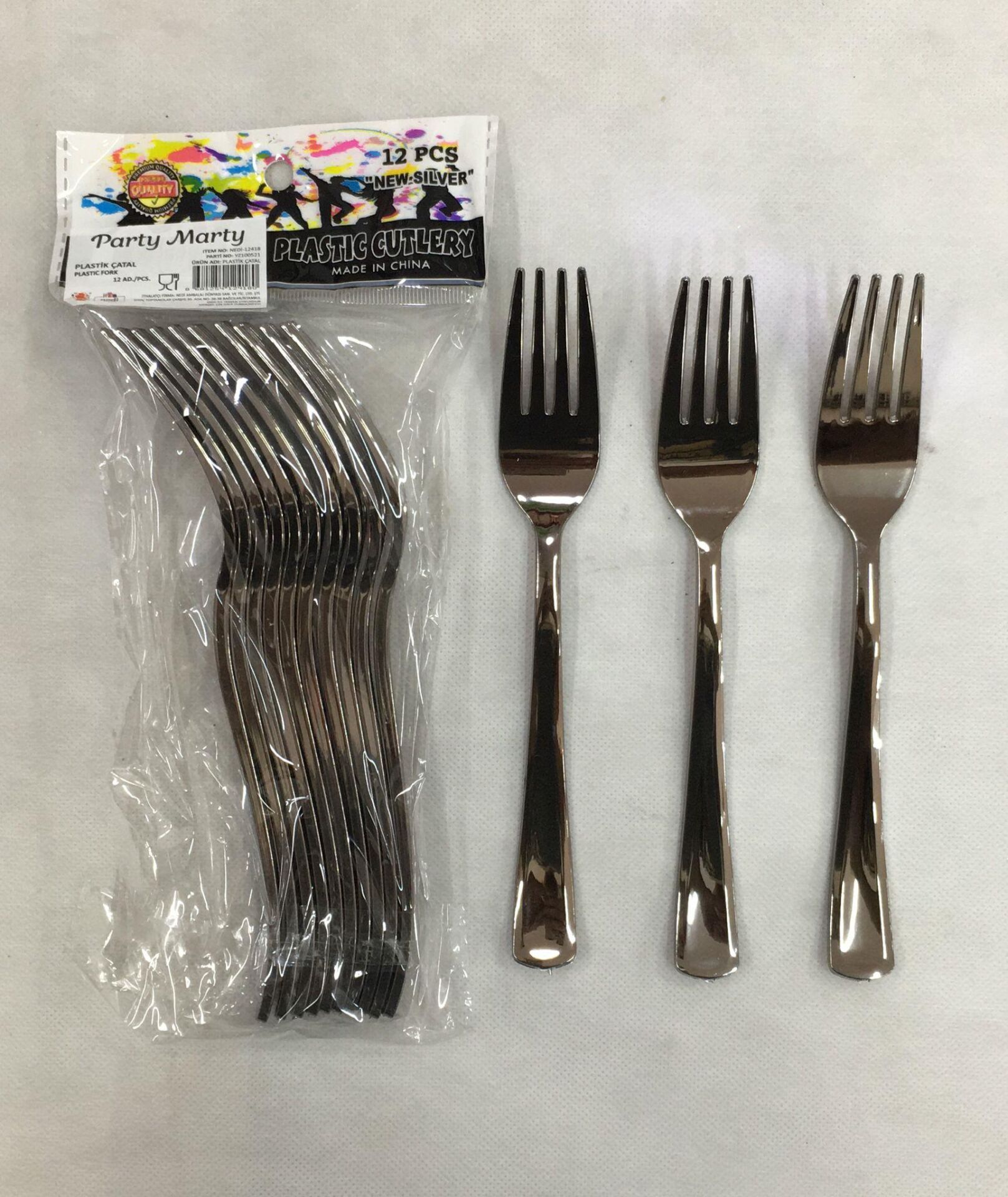 ÇATAL PLASTİK LÜX METAL GÖRÜNÜMLÜ 12 Lİ