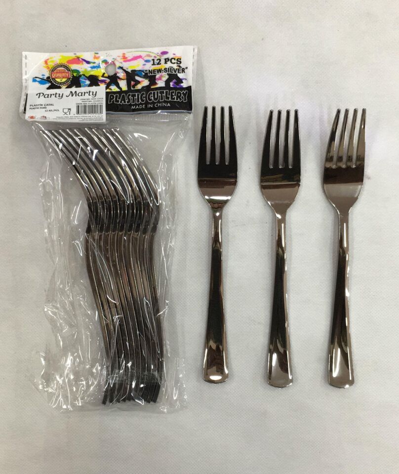 ÇATAL PLASTİK LÜX METAL GÖRÜNÜMLÜ 12 Lİ