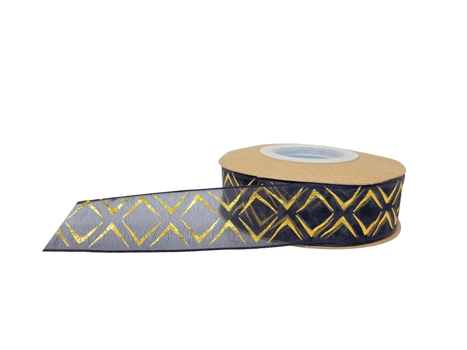 KURDELE ORGANZE SİYAH ÇİZGİLİ 2,5 CM 22 MT.