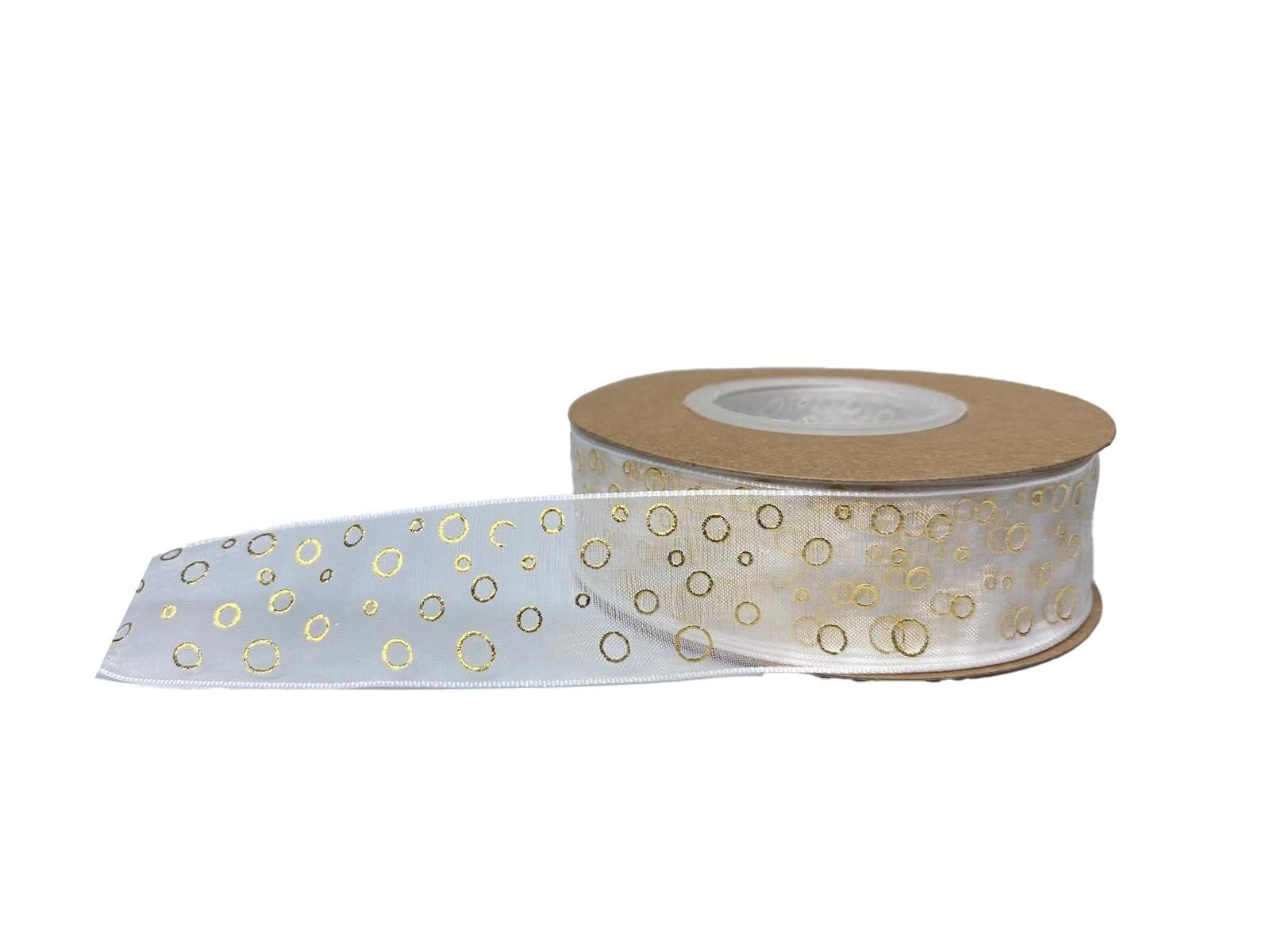 KURDELE ORGANZE KREM PUANLI 2,5 CM 22 MT.