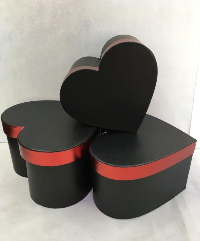 KUTU KALP 3 LÜ SİYAH KAPAĞI METAL KIRMIZI ÇİZGİLİ