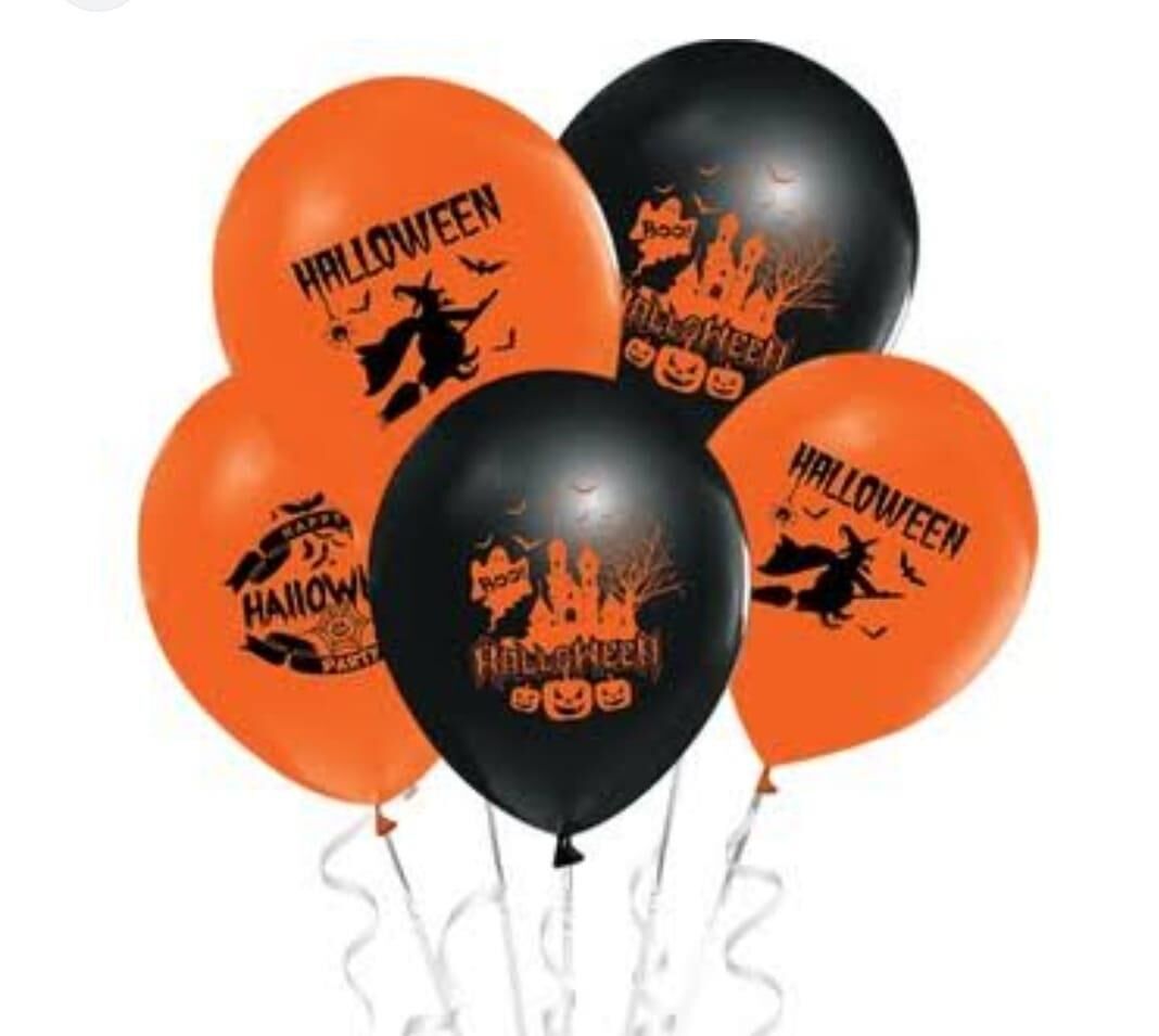 BALON BASKILI HALLOWEEN SİYAH TURUNCU 100'LÜ