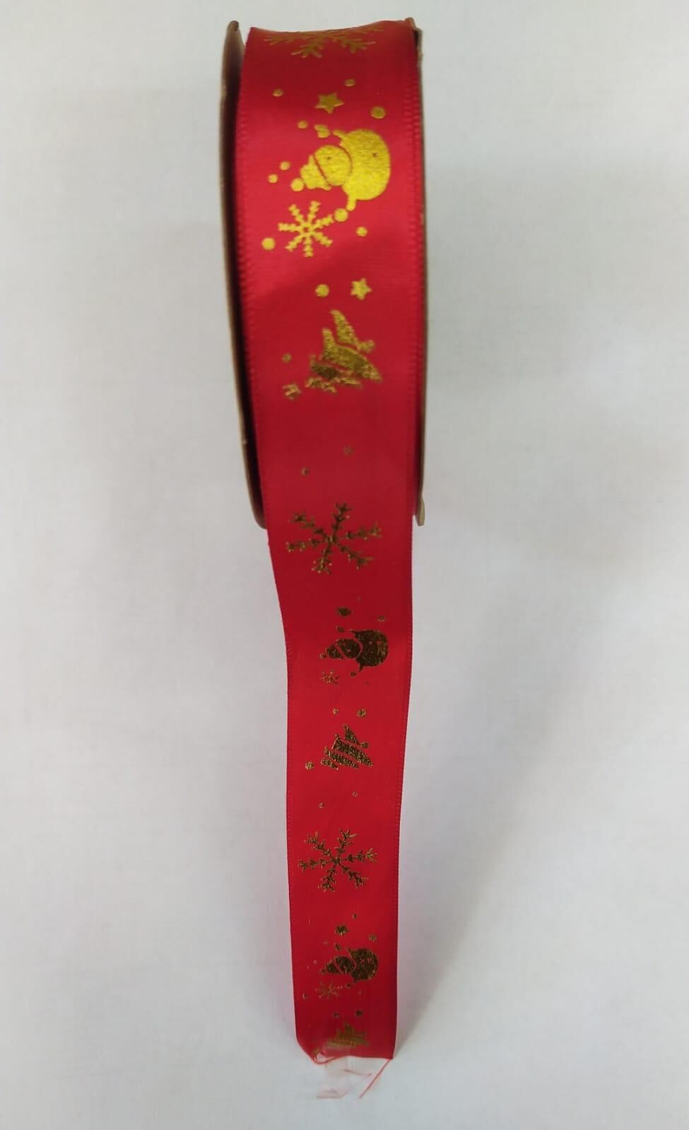 KURDELE SATEN YILBAŞI DESENLİ 2,5 CM 22 MT KIRMIZI