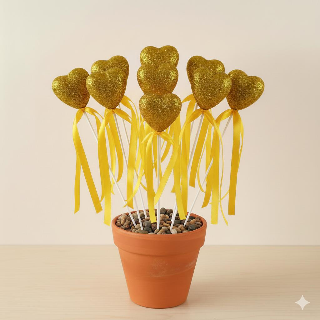 ÇUBUKLU STRAFOR KALP SİMLİ 10 LU ORTA ALTIN