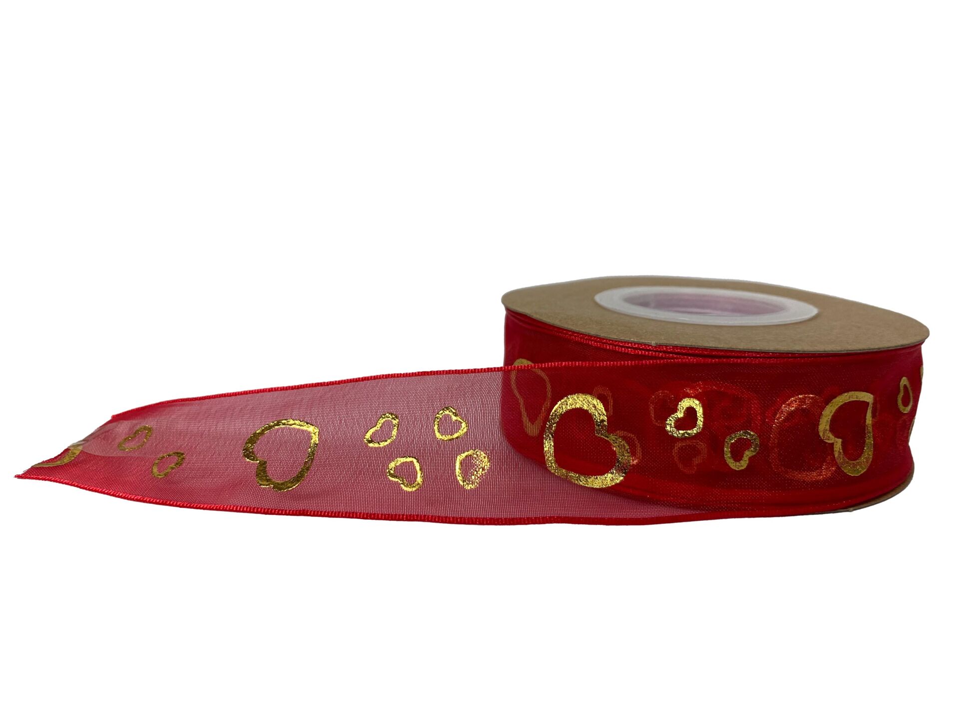 KURDELE ORGANZE KIRMIZI KALPLİ 2,5 CM 22 MT.