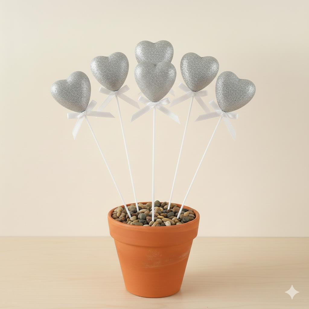 ÇUBUKLU STRAFOR KALP SİMLİ 10 LU ORTA GÜMÜŞ