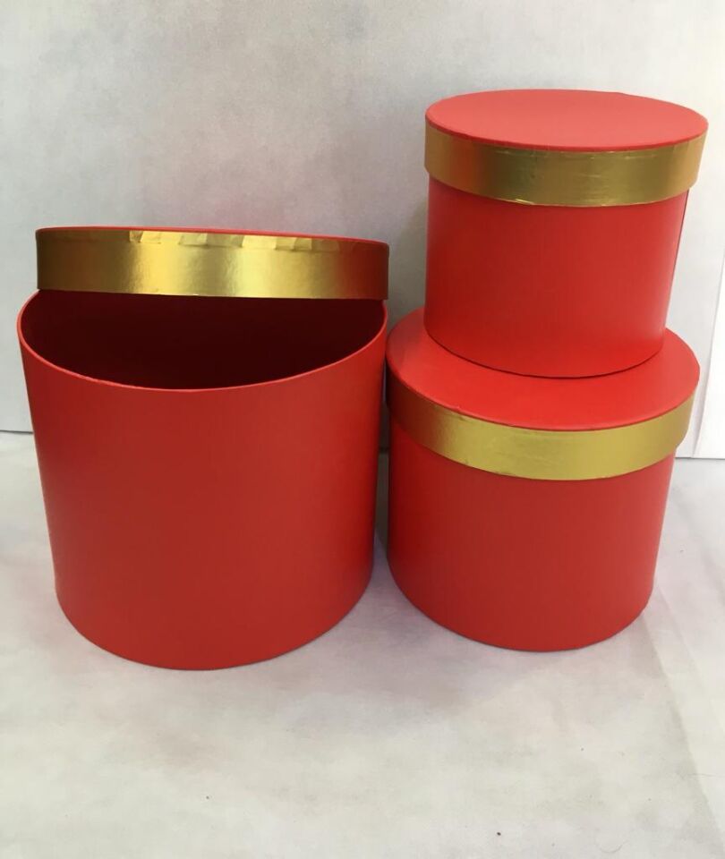 KUTU SİLİNDİR 3LÜKIRMZI KAPAĞI METAL ALTIN ÇİZGİLİ