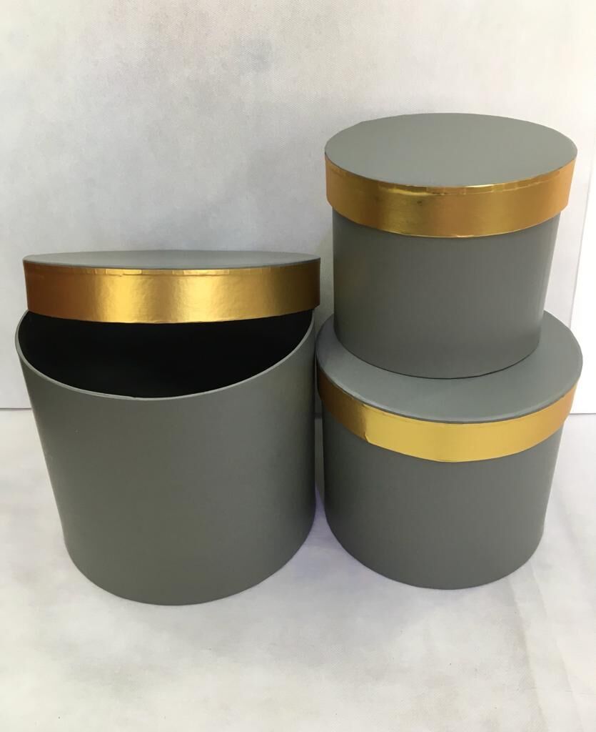 KUTU SİLİNDİR 3LÜ GÜMÜŞ KAPAĞI METAL ALTIN ÇİZGİLİ