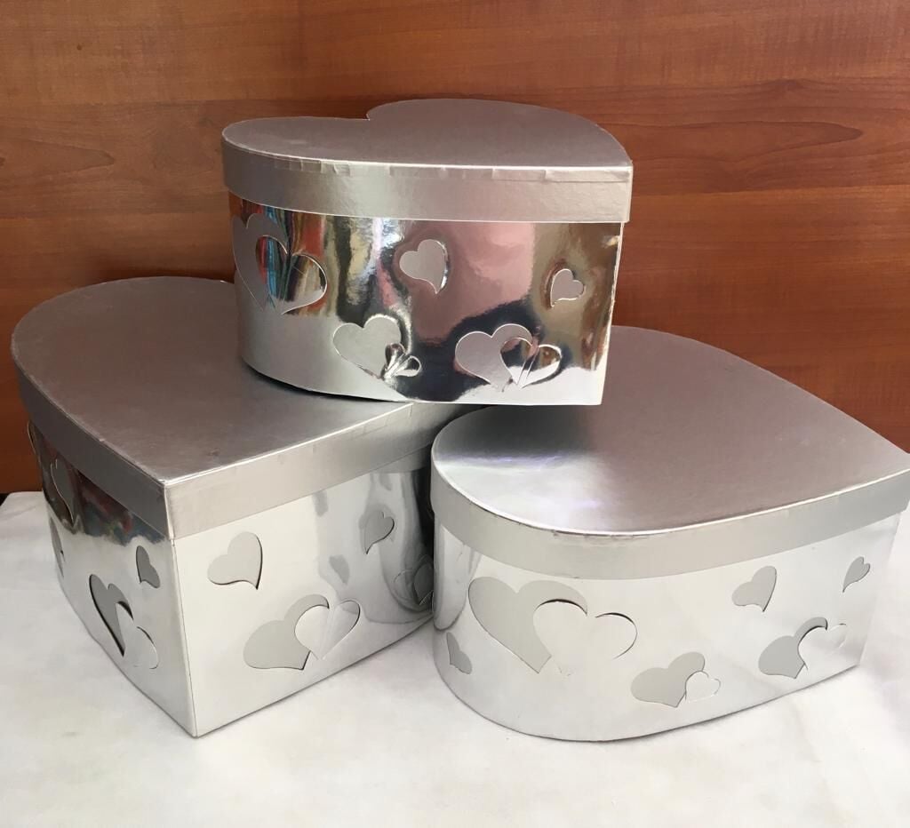 KUTU KALP 3 LÜ GÜMÜŞ KALP KABARTMALI