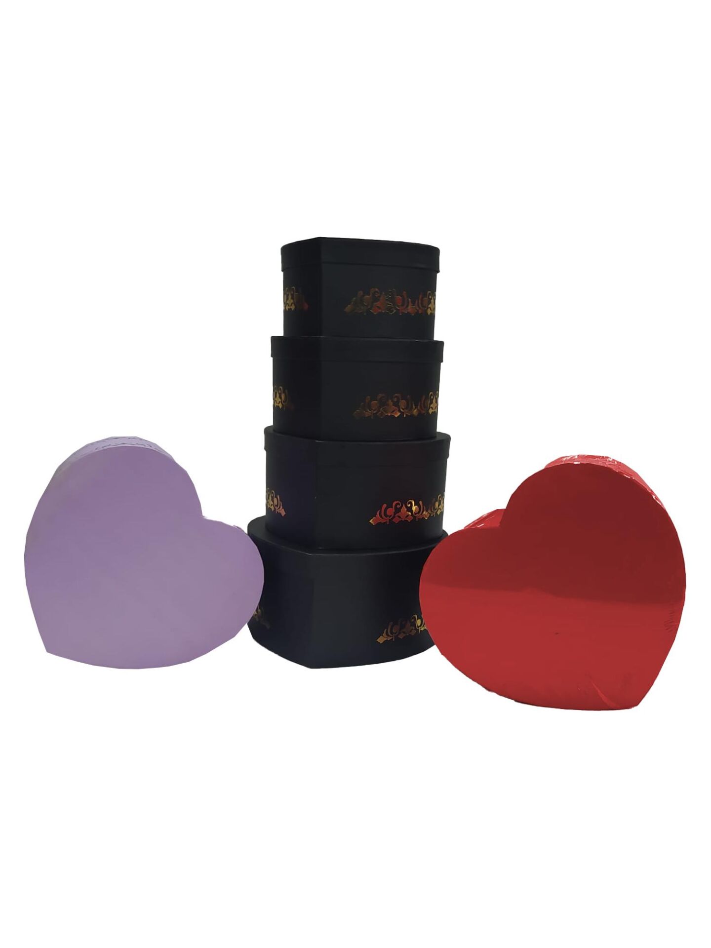 TN KALPLİ KUTU 4 LÜ KENARI VARAK BASKILI LİLA