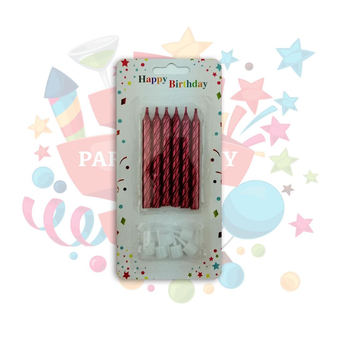 MUM KALIN  BURGULU 8 CM 6 LI PK  KIRMIZI