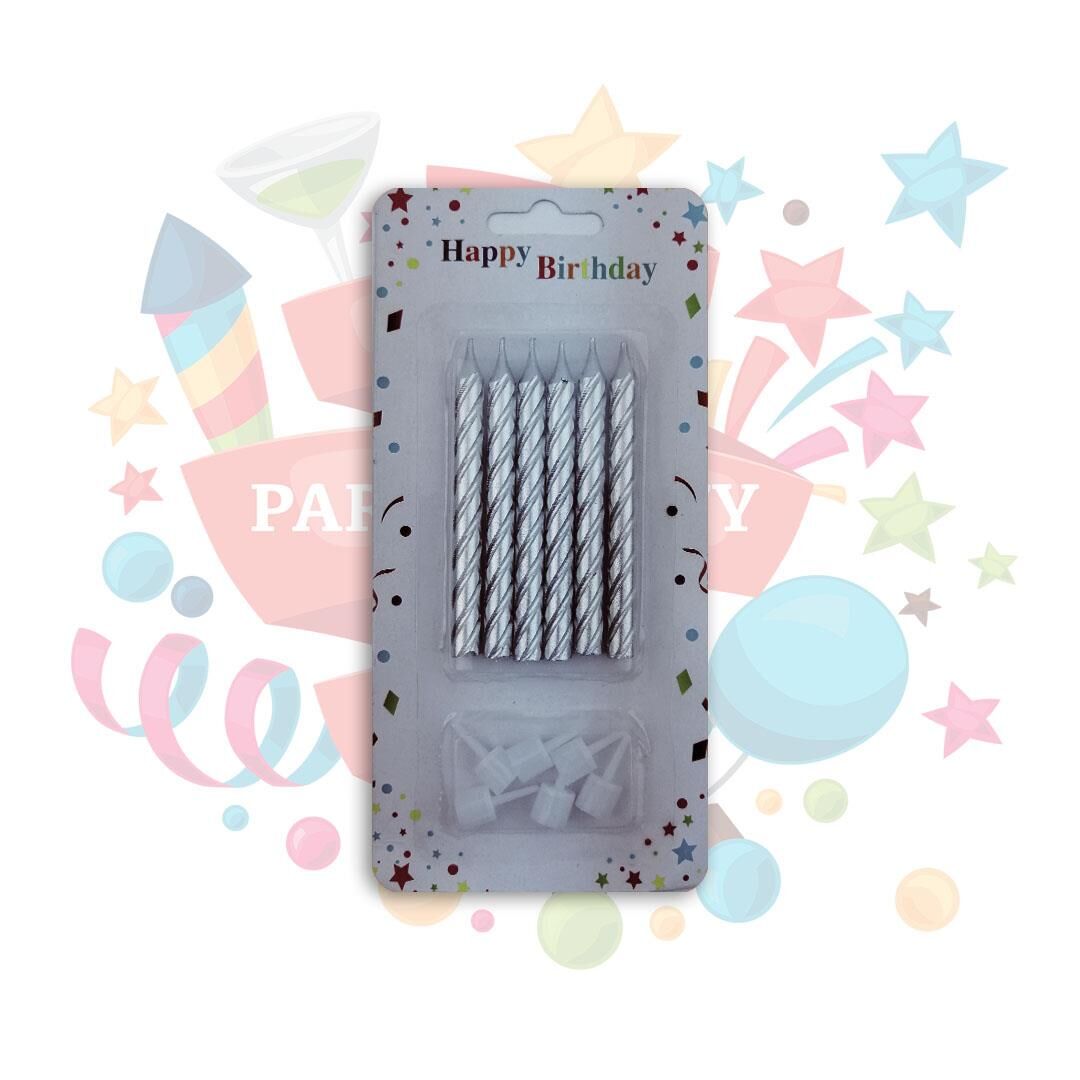 MUM KALIN  BURGULU 8 CM 6 LI PK  GÜMÜŞ