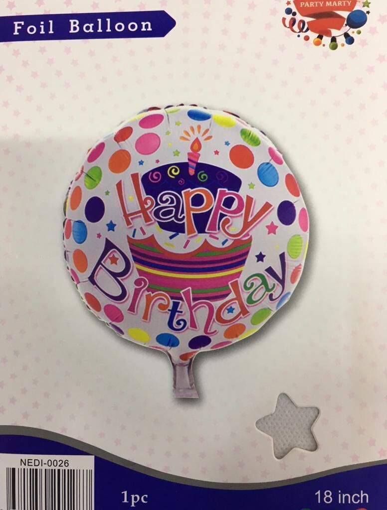 FOLYO BALON HAPPY BIRTHDAY YAZILI BEYAZ 18''