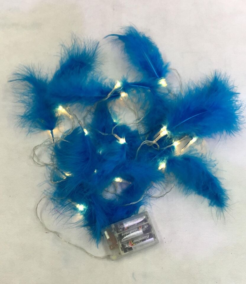 IŞIK PİLLİ LED TÜYLÜ MAVİ 2MT