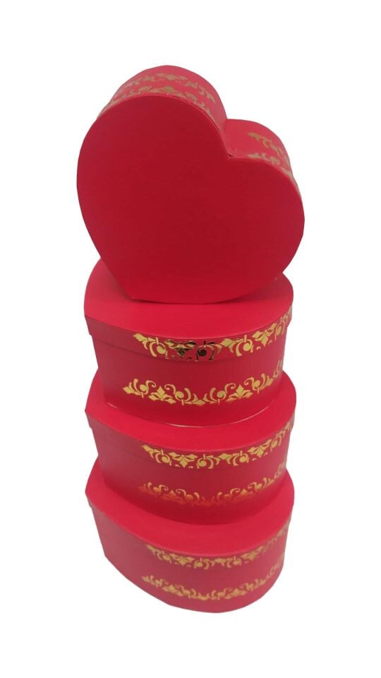 TN KALPLİ KUTU 4 LÜ KENARI VARAK BASKILI KIRMIZI