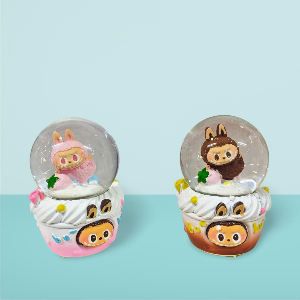 KAR KÜRESİ LABUBU KAHVE-PEMBE