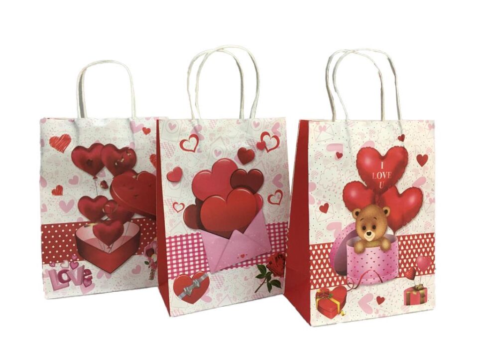 ÇANTA BÜKÜM SAPLI İTHAL 19*26 KALPLİ BALON 12 Lİ