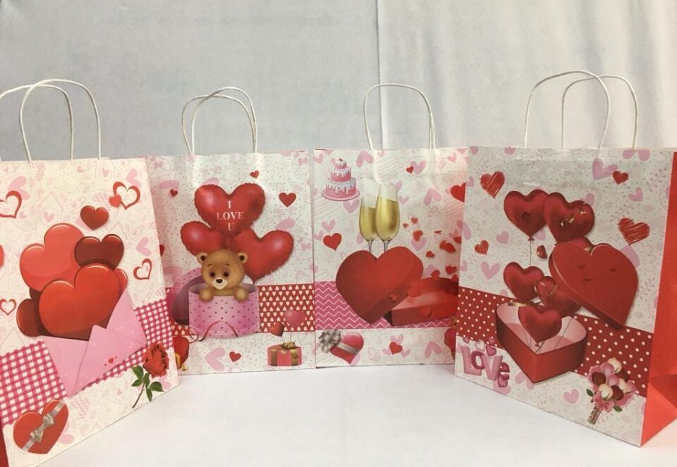 ÇANTA BÜKÜM SAPLI İTHAL 26*33 KALPLİ BALON 12 Lİ