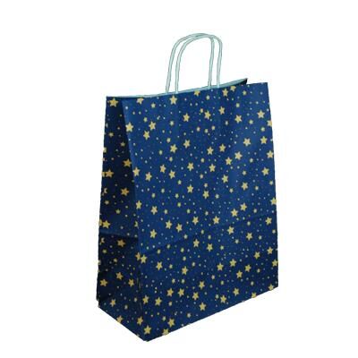 ÇANTA KRAFT  BÜKÜM  SAPLI YILDIZLI  18*24cm 25 Lİ