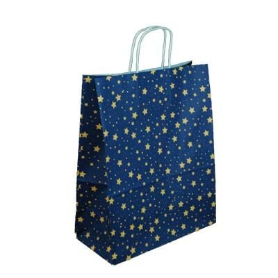 ÇANTA KRAFT  BÜKÜM  SAPLI YILDIZLI  18*24cm 25 Lİ
