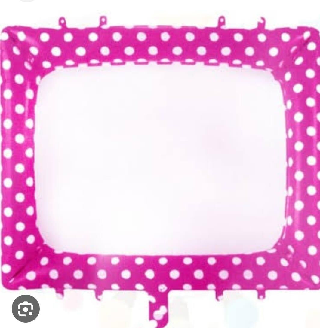 FOLYO BALON ÇERÇEVE PUANTİYELİ PEMBE  KALEMLİ