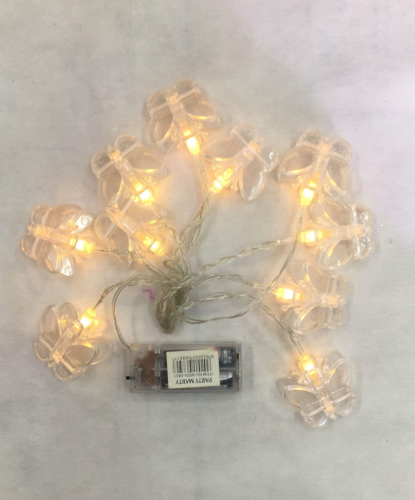 IŞIK PİLLİ LED GÜNIŞIĞI KELEBEK MANDALLI 10 LU