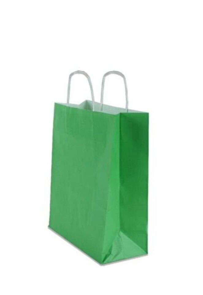 ÇANTA K.KRAFT BÜKÜM SAPLI YEŞİL 18*24 CM 25 Lİ