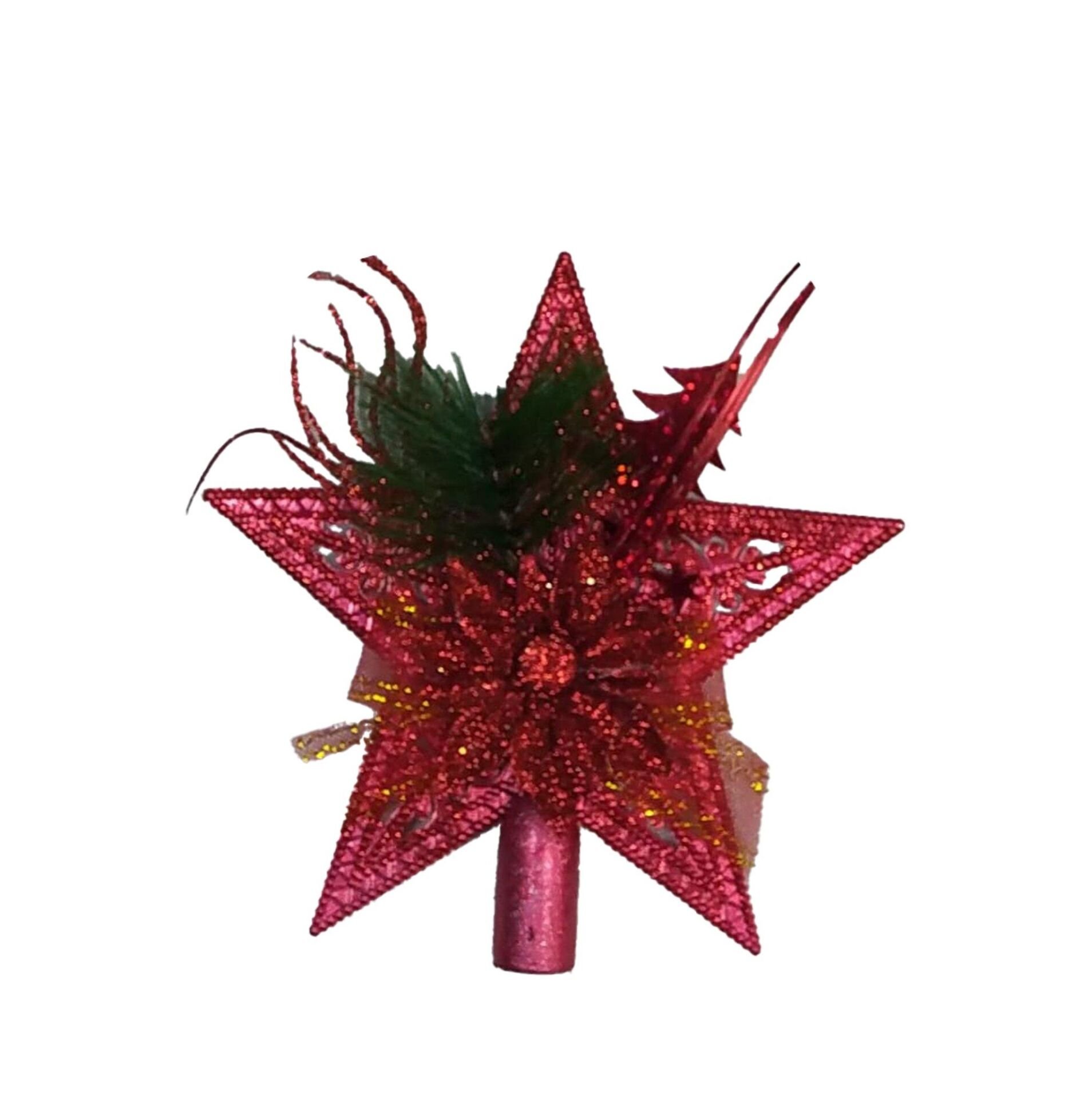 AĞAÇ SÜSÜ SÜSLÜ TEPELİK 19 CM ALTIN.GÜMÜŞ.KIRMIZI