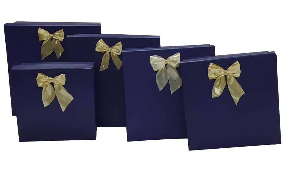 TN KARE 5Lİ BÜYÜK KUTU PAPYONLU LACİVERT