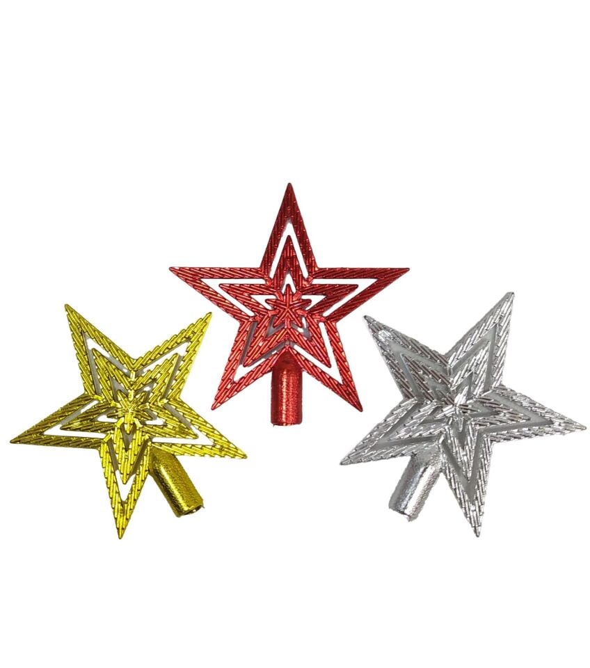 AĞAÇ SÜSÜ TEPELİK YILDIZ 10 CM METALİK 3 LÜ