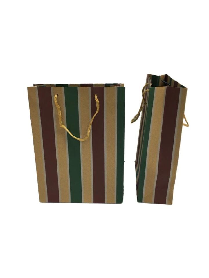 ÇANTA KRAFT İTHAL 15*20 ÇİZGİ DESEN 12 Lİ