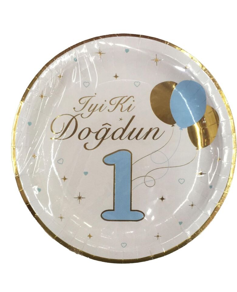 TABAK KARTON VARAK BASKILI 1 YAŞ MAVİ 6 LI