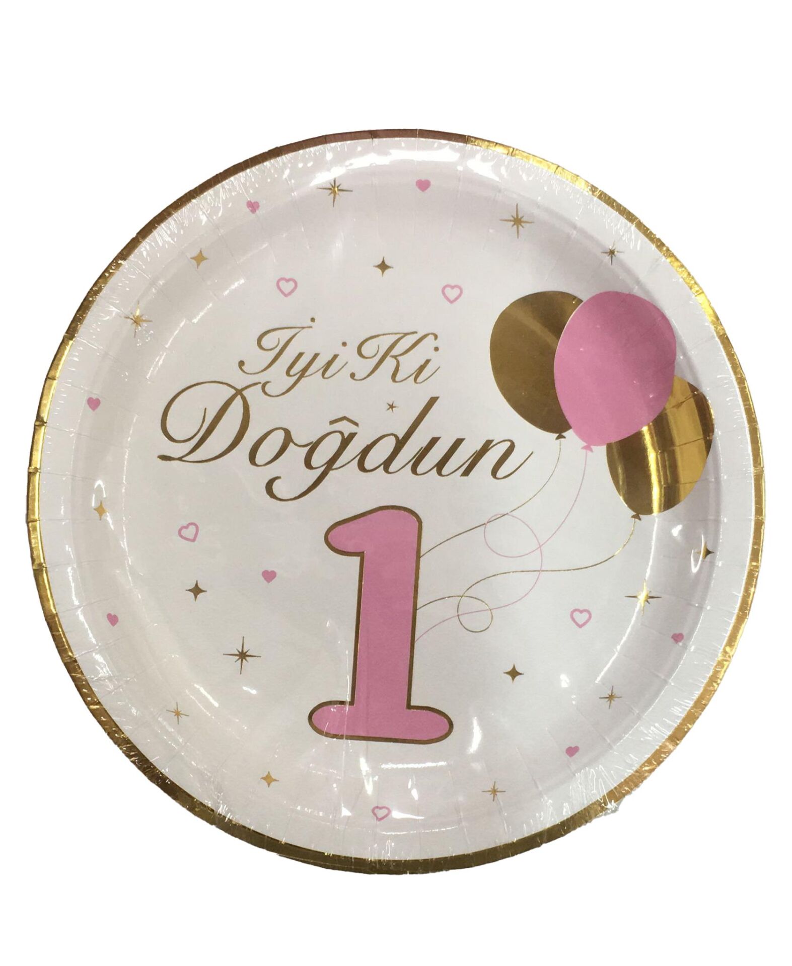 TABAK KARTON VARAK BASKILI 1 YAŞ PEMBE 6 LI