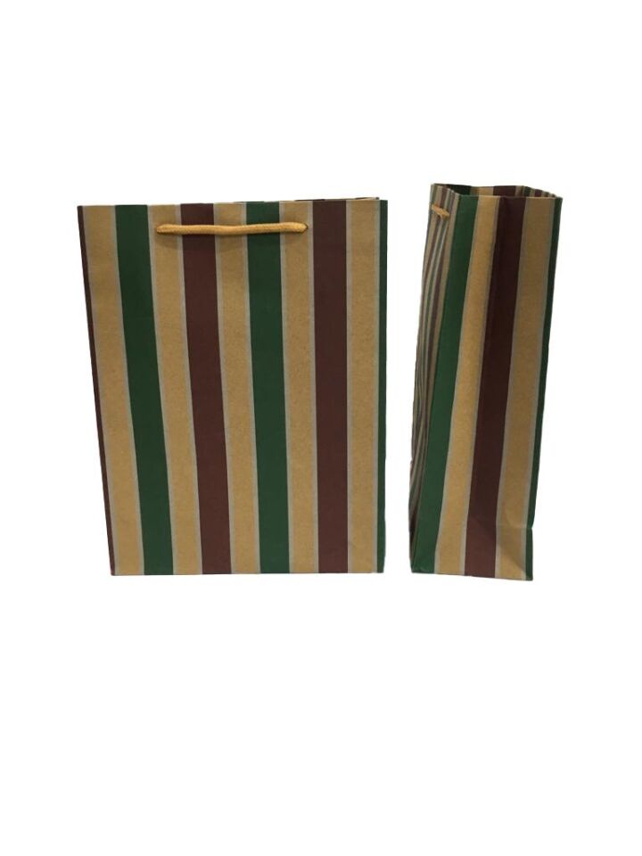 ÇANTA KRAFT İTHAL 19*24 ÇİZGİ DESEN 12 Lİ