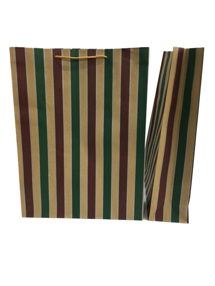 ÇANTA KRAFT İTHAL 31*42 ÇİZGİ DESEN 12 Lİ