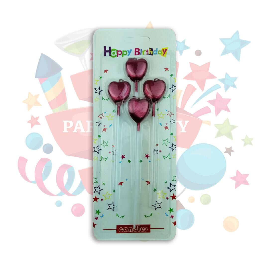 MUM KALP ÇUBUKLU METALİK KIRMIZI 4 LÜ