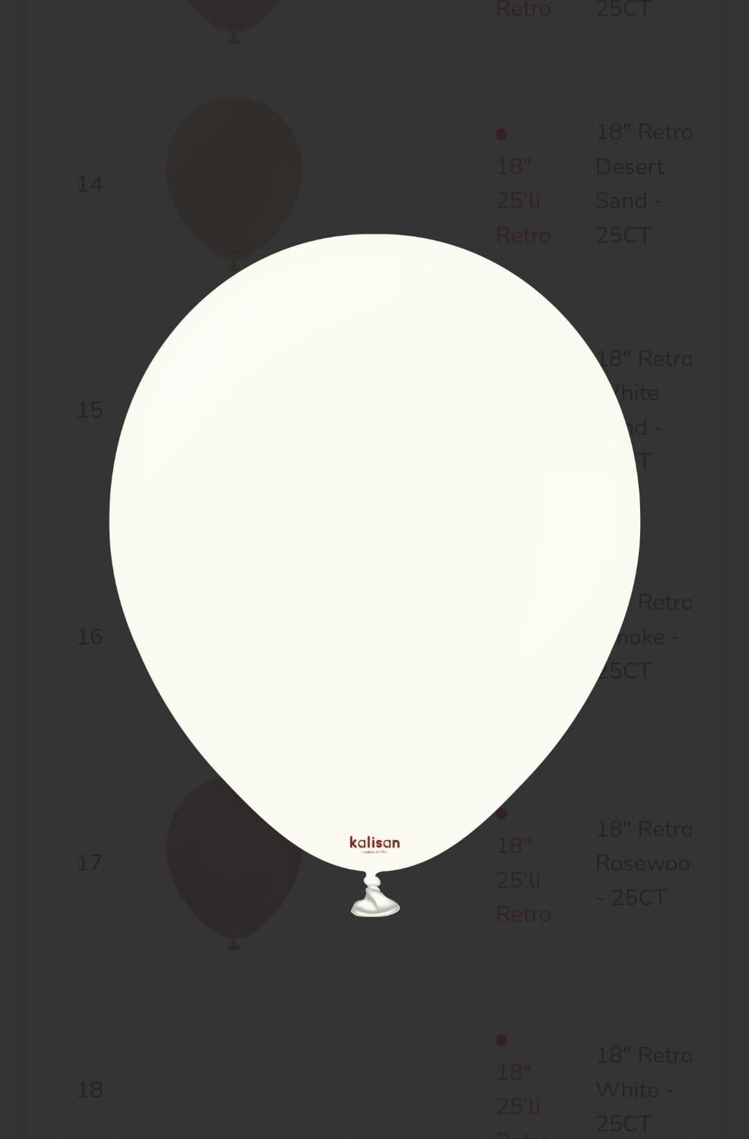 BALON 18'' RETRO WHITE 25 Lİ  KALİSAN