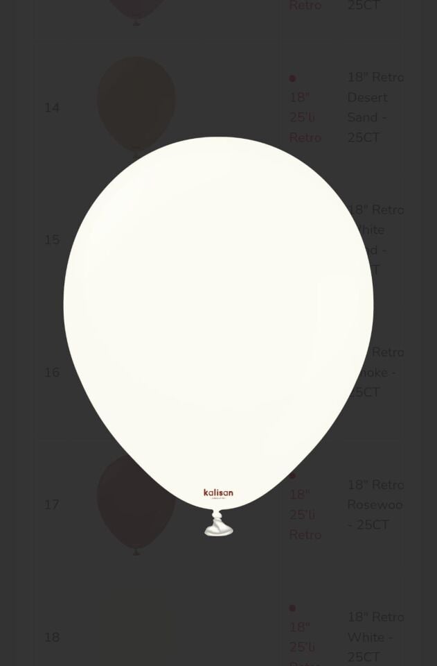 BALON 18'' RETRO WHITE 25 Lİ  KALİSAN