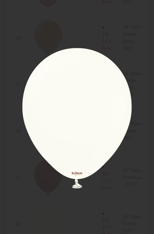 BALON 18'' RETRO WHITE 25 Lİ  KALİSAN