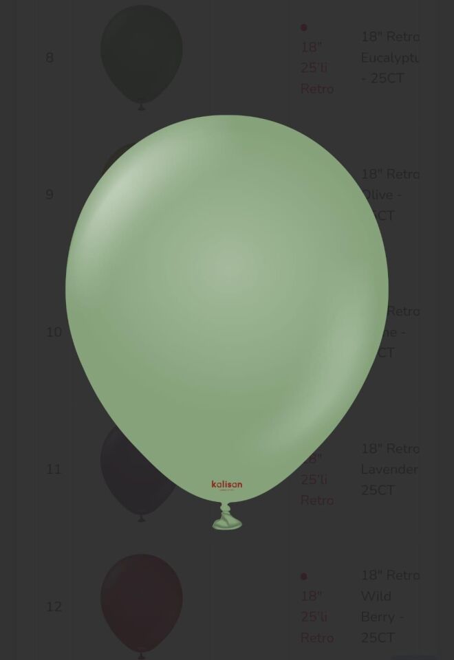 BALON 18'' RETRO EUCALIPTUS  25 Lİ  KALİSAN